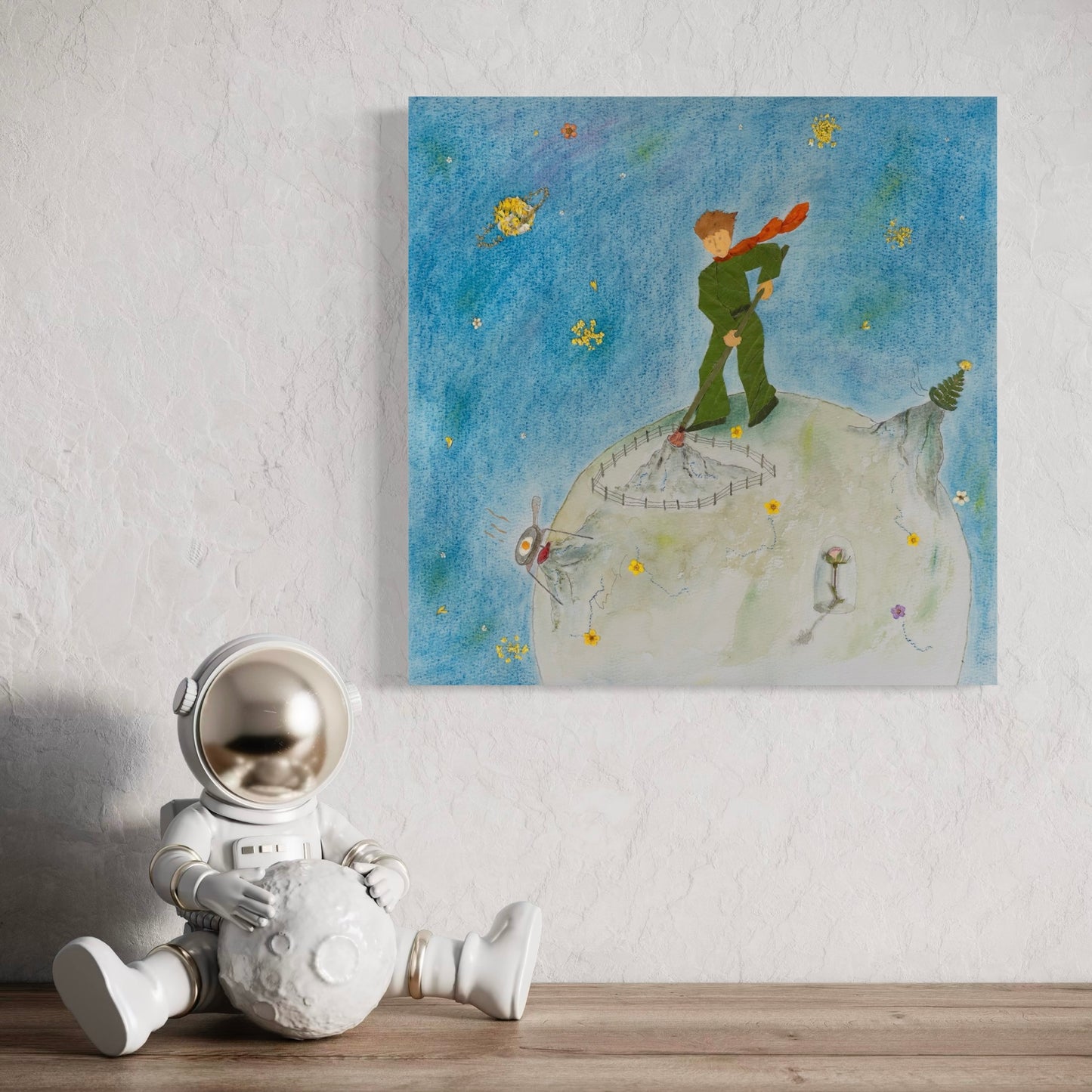 Pressed Flower Art The Little Prince's Volcano for kid's room