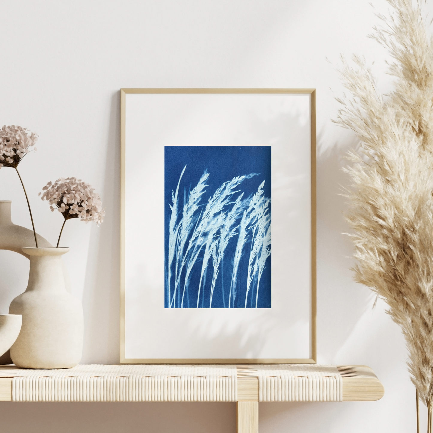 white and blue print