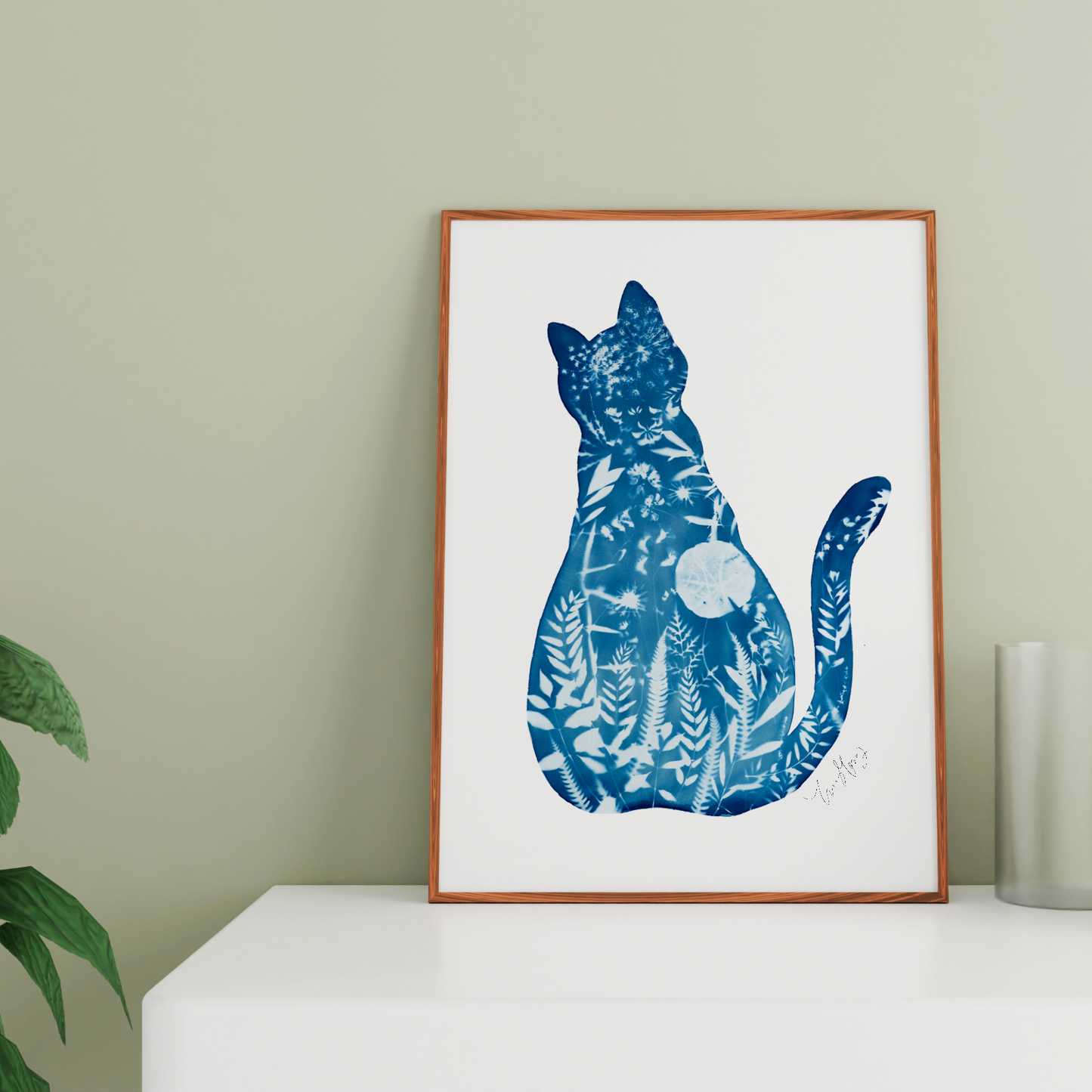 cyanotype print for cat lovers