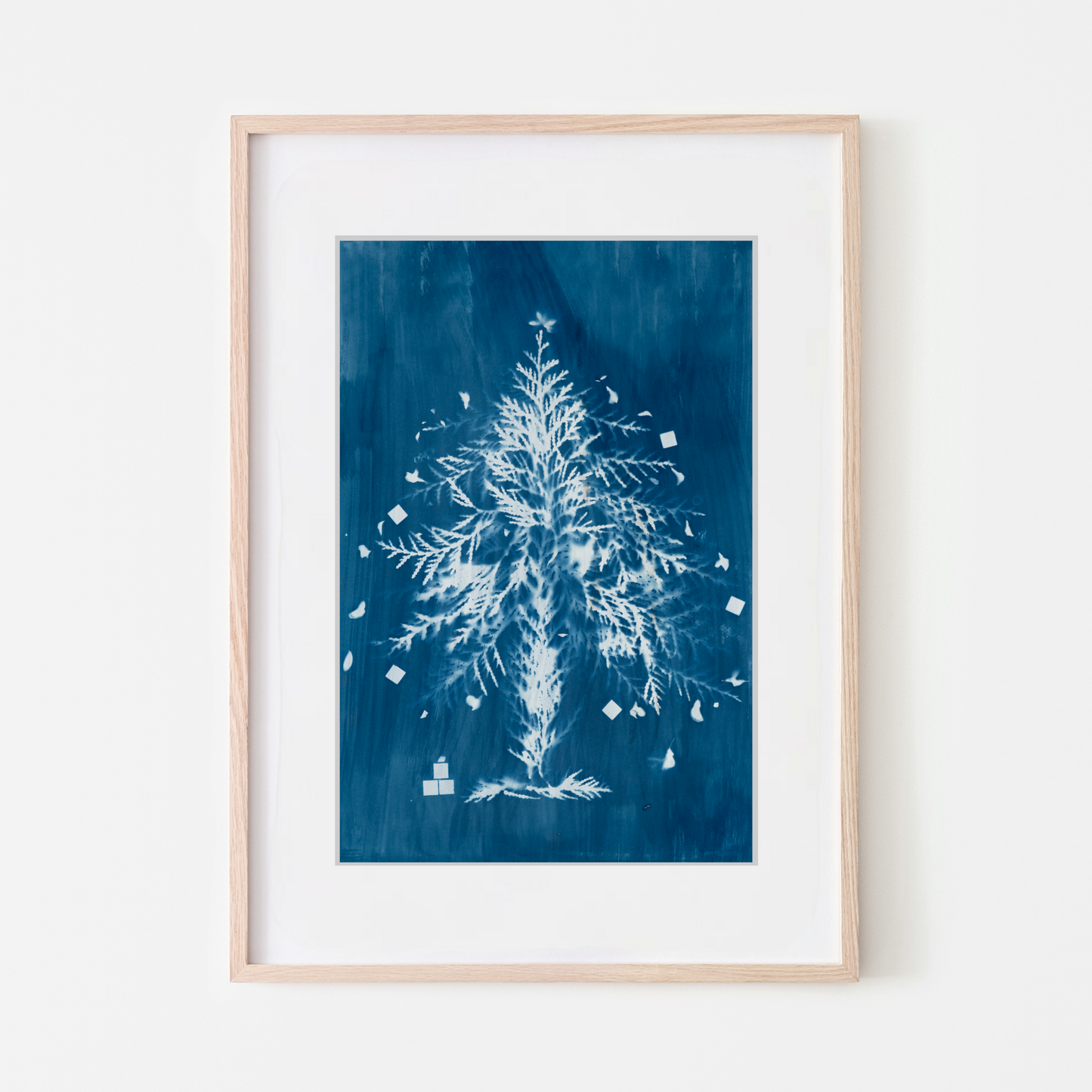 botanical cyanotype blue art for bedroom