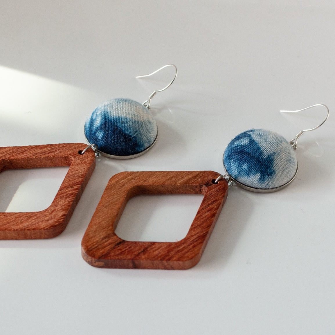 cyanotype on fabric boho earrings