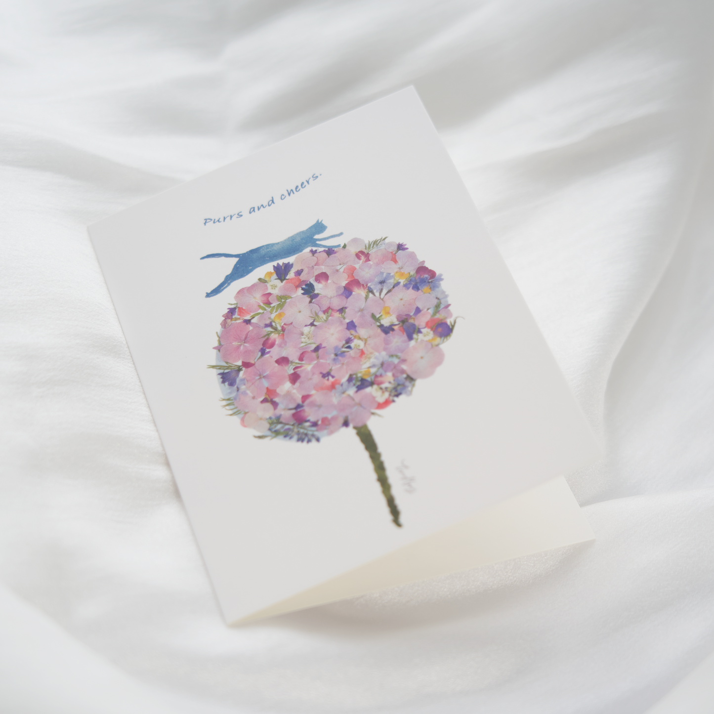 whimsical animal greeting cards for cat flower pet lovers