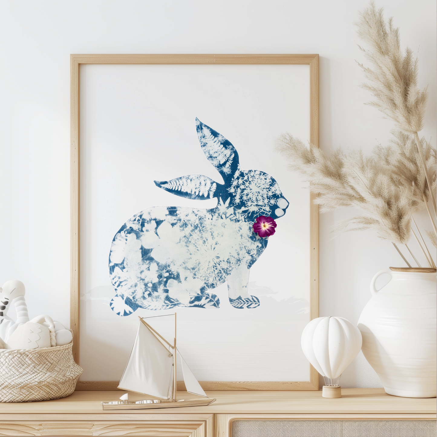 cyanotype botanical print for bunny lovers