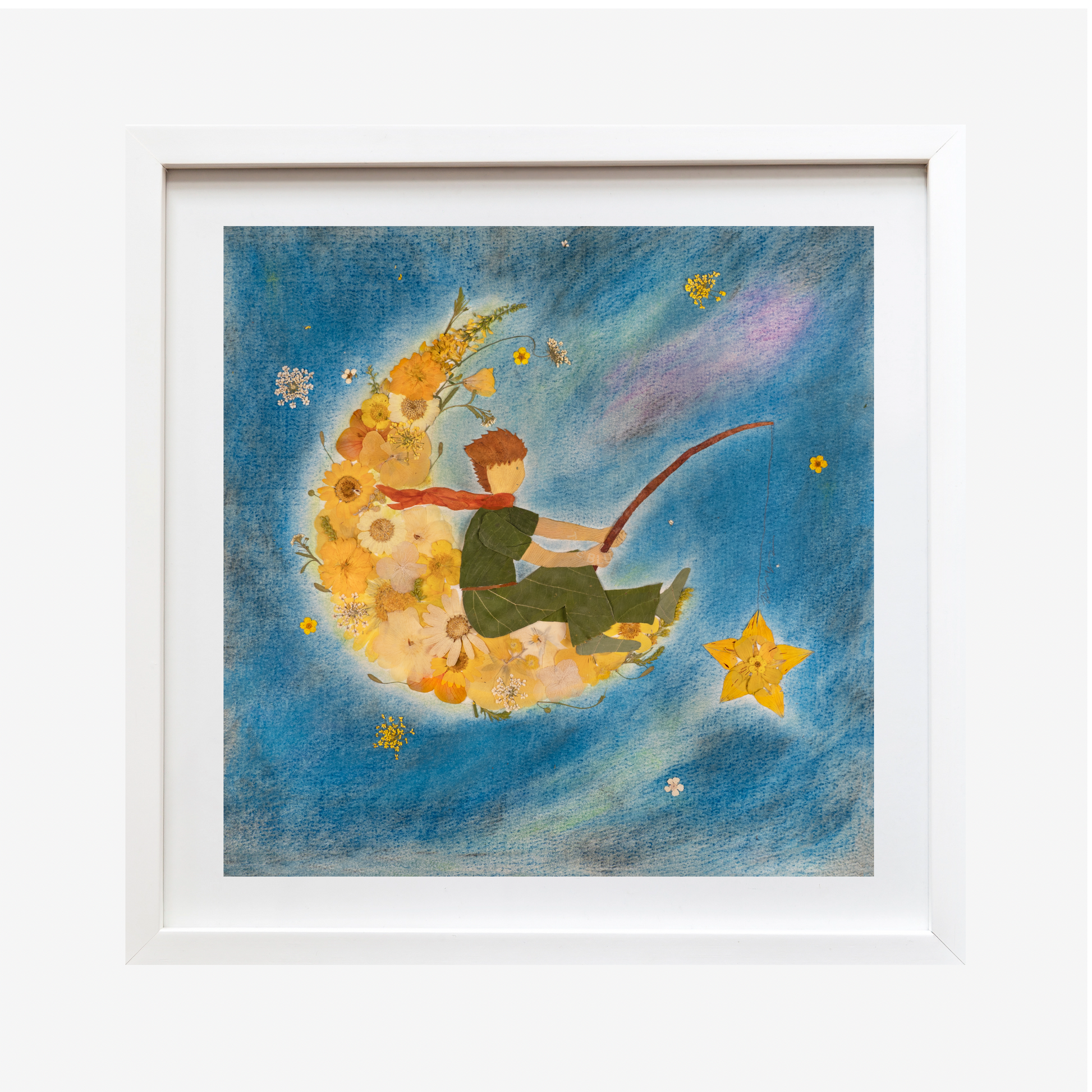 Star Fishing Art The Little Prince pressed flower art moon art dreamy night sky