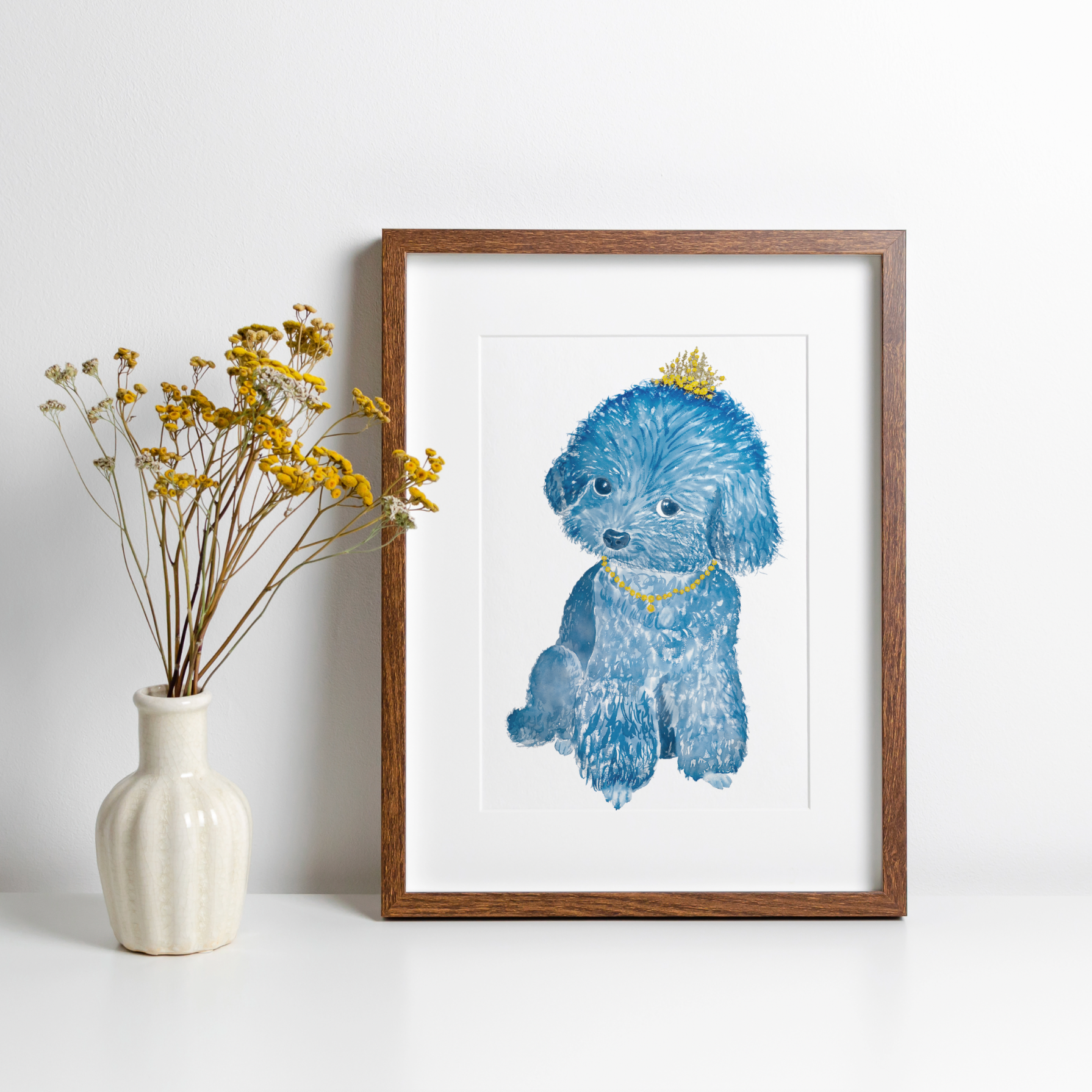 pet portrait teddy bear dog flower art