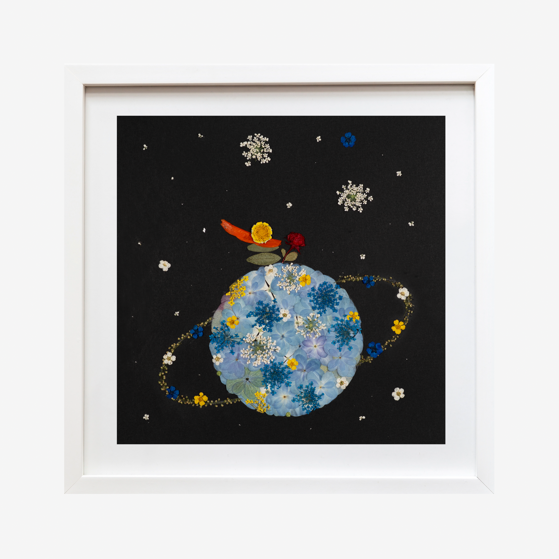 The Little Prince And His Rose on a Planet Pressed Flower Art for Kids