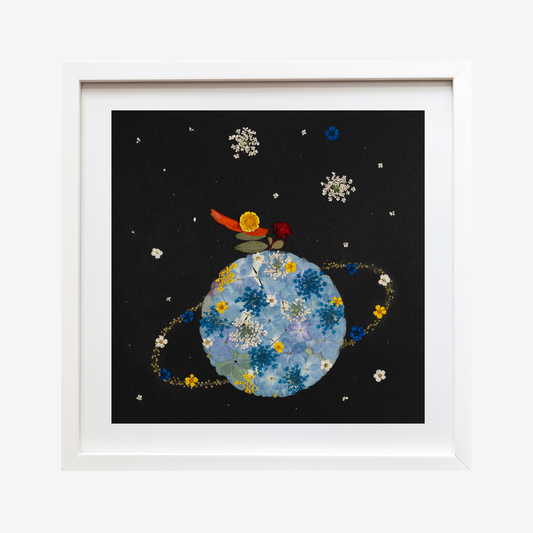 The Little Prince And His Rose on a Planet Pressed Flower Art for Kids
