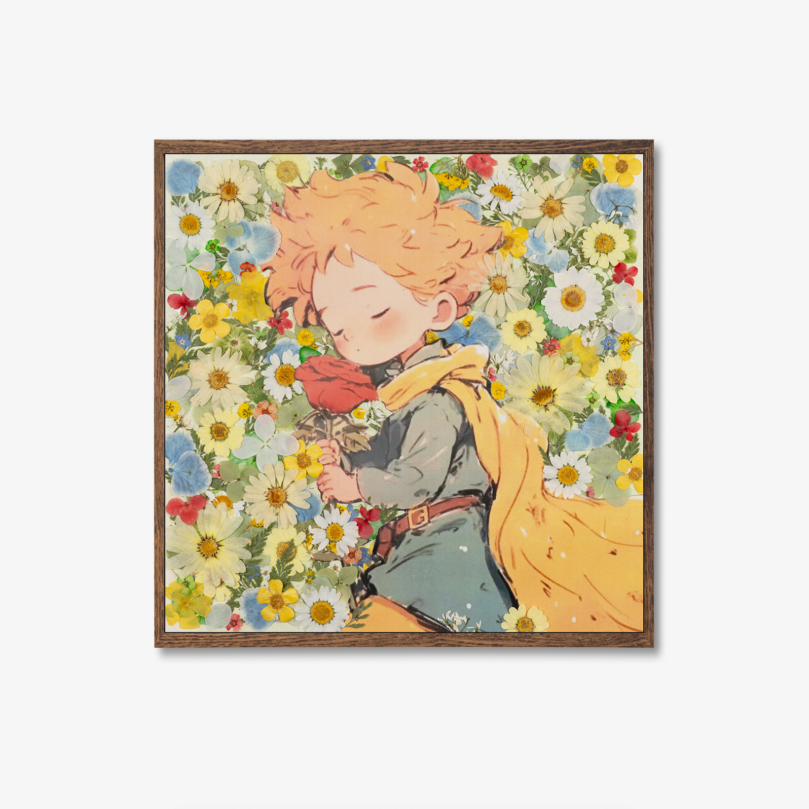 botanical pressed flower art for living room