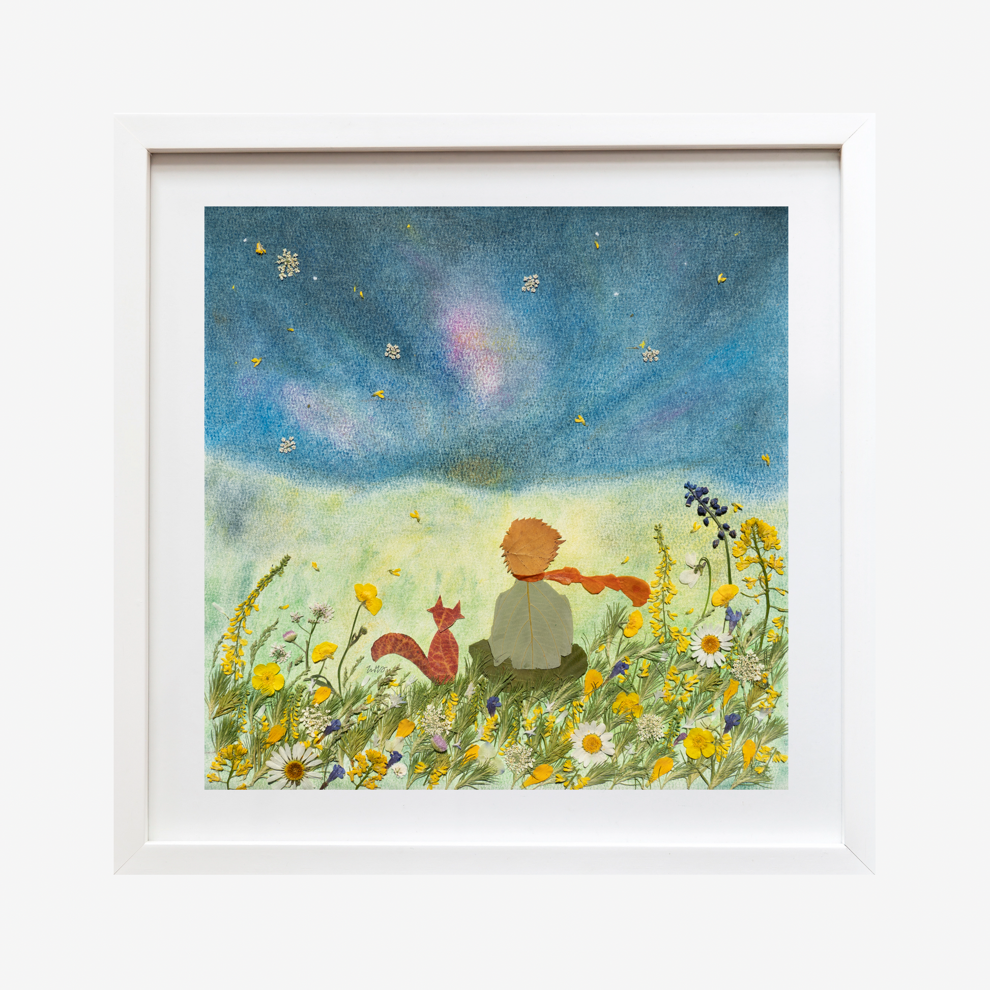 Pressed Flower Art The Little Prince and His Fox
