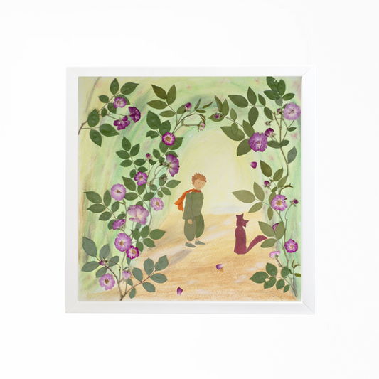 the little prince and his rose pressed flower art