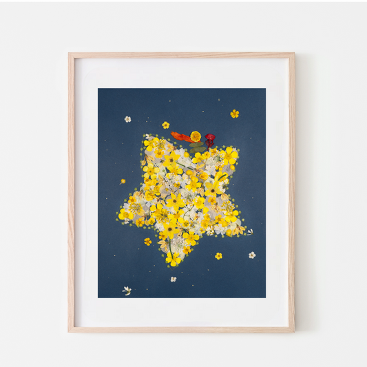 The Little Prince And the Rose Pressed Flower Art Whimsical