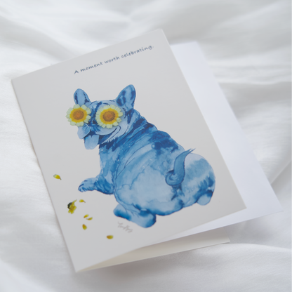 Whimsical animal art greeting cards for dog lovers French Bulldog