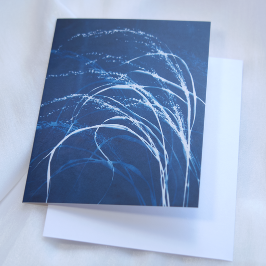 unique botanical greeting card blue art