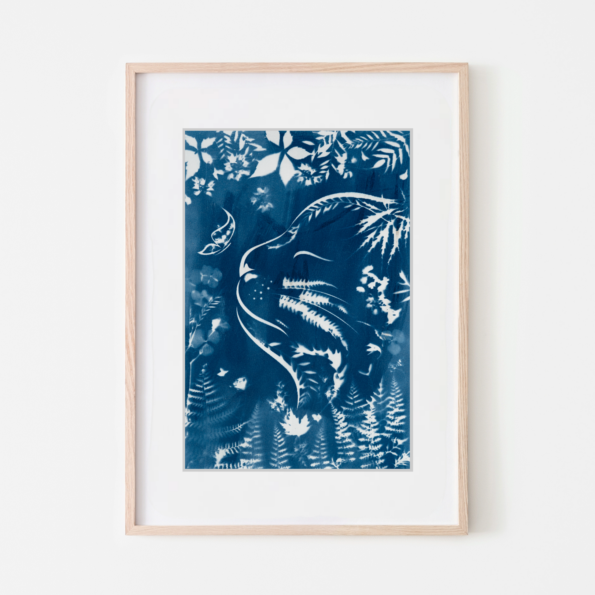 cyanotype art prints cat animal art