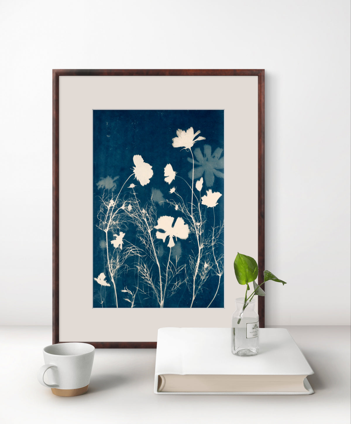 peaceful cosmos flower blue art for medical spa yoga studio