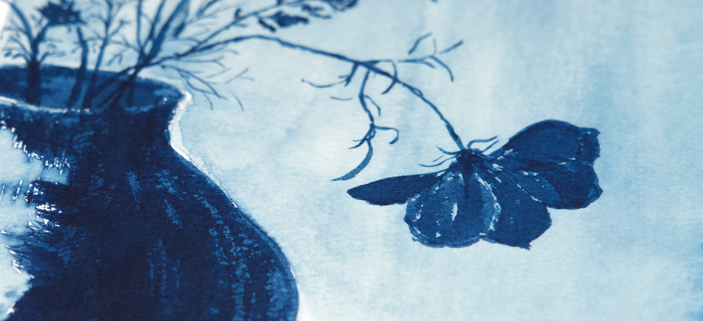 cyanotype blue art peaceful art for bedroom meditation art