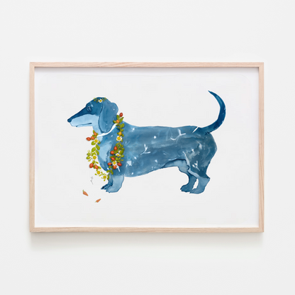 pet portrait dachshund dog flower art