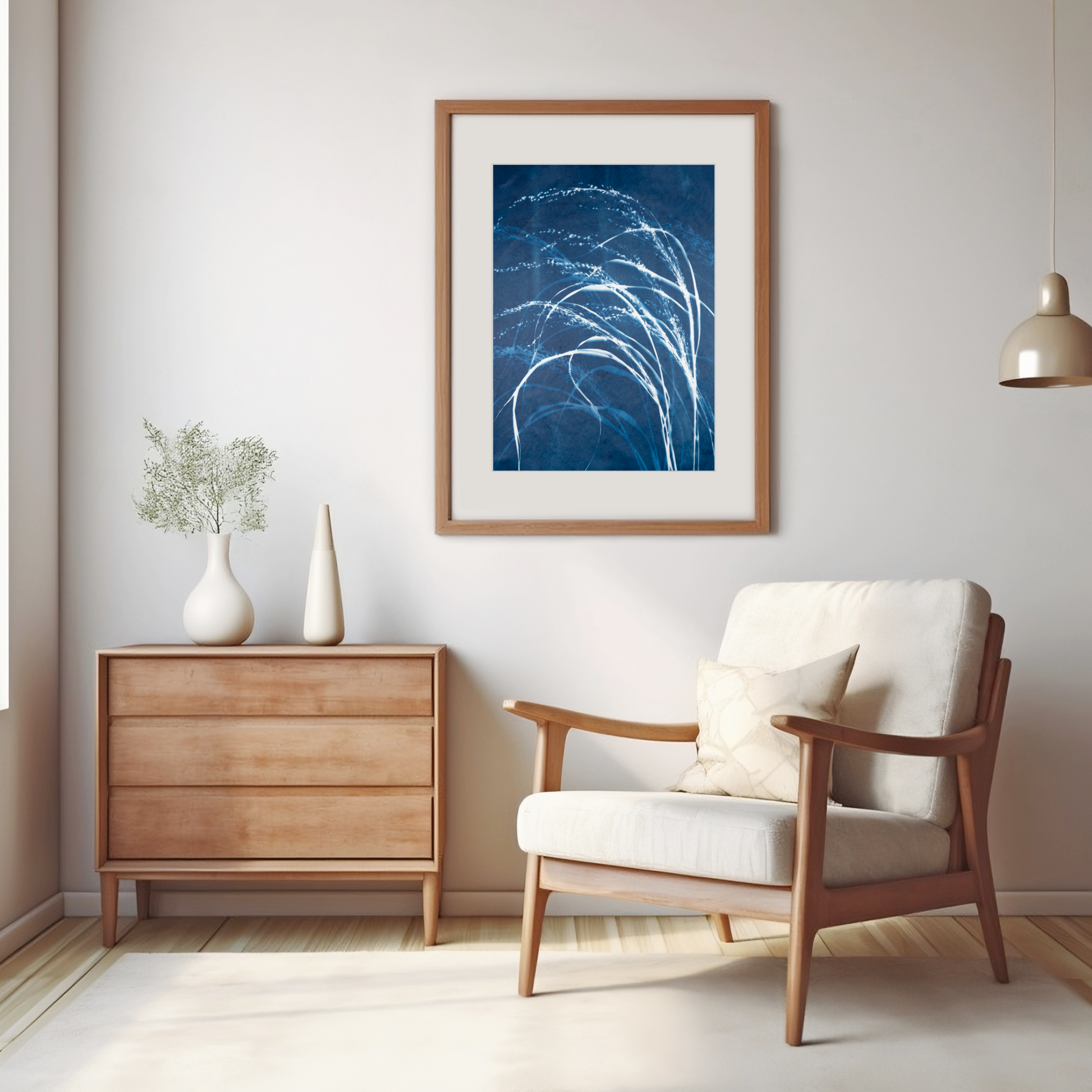 grass art peaceful meditative blue art for bedroom living room therapist hospital