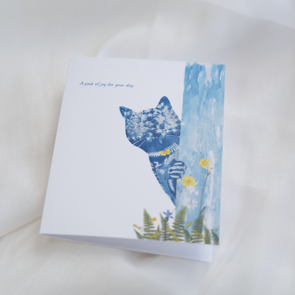 whimsical artistic animal art greeting cards for cat lovers