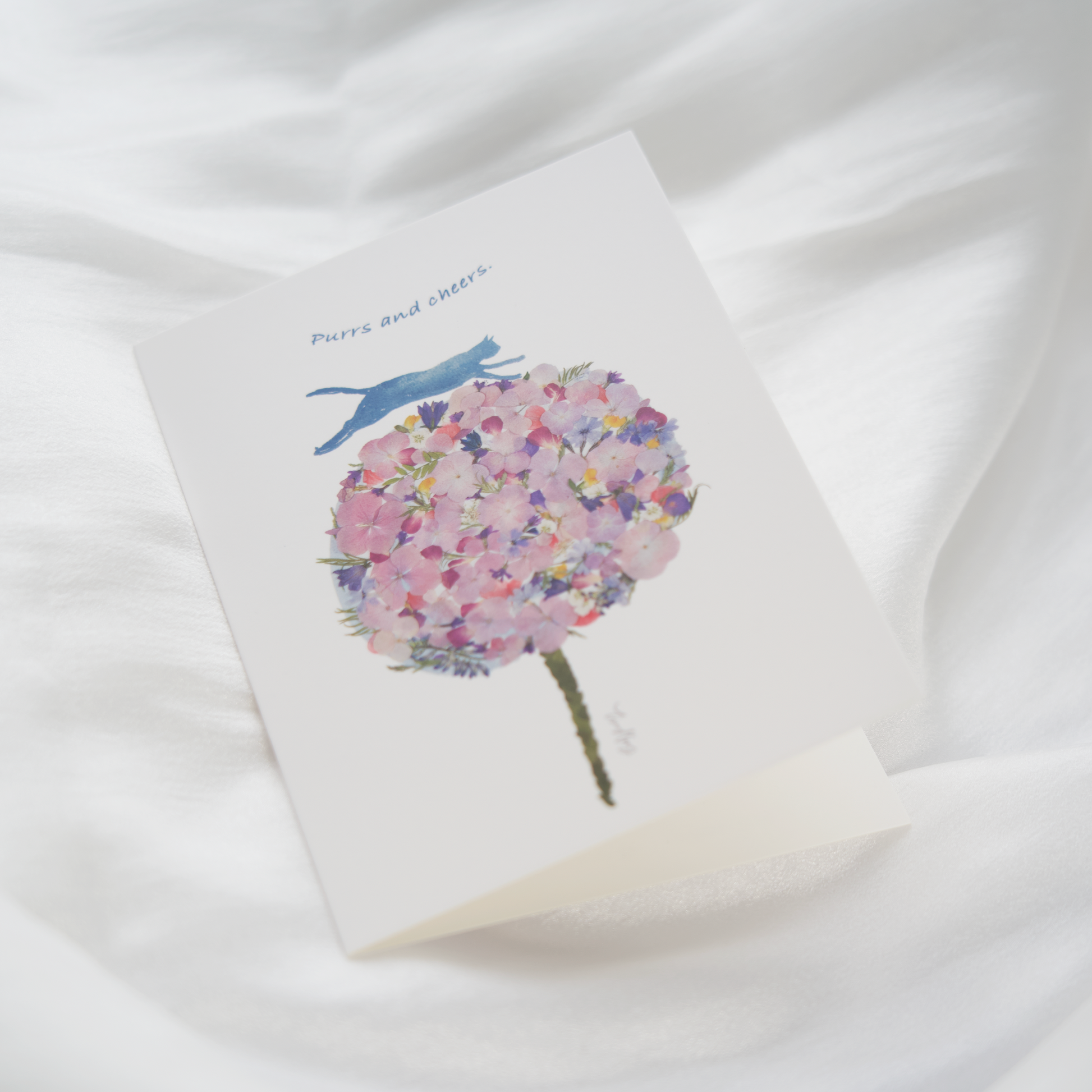 whimsical animal greeting cards for cat flower pet lovers
