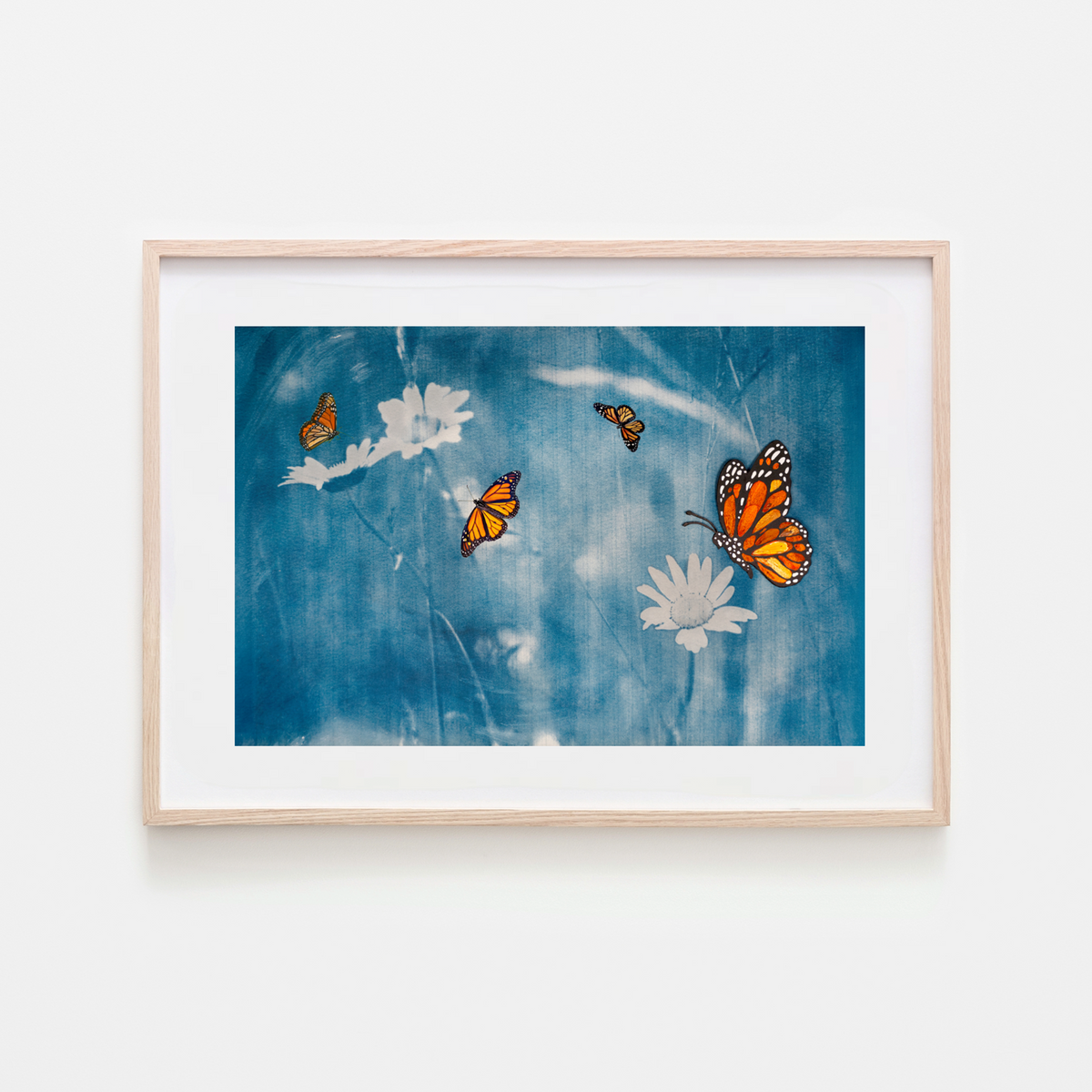 monarch butterfly healthcare healing artwork wildflower blue art for botanical garden medical centre hospitals clinics wellness centre