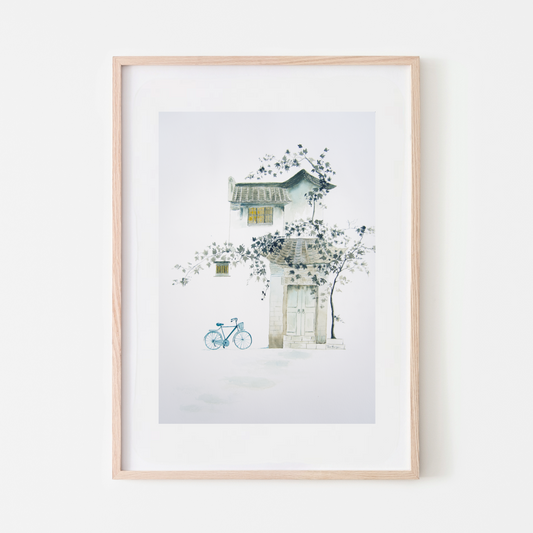 nostalgic art asian village painting