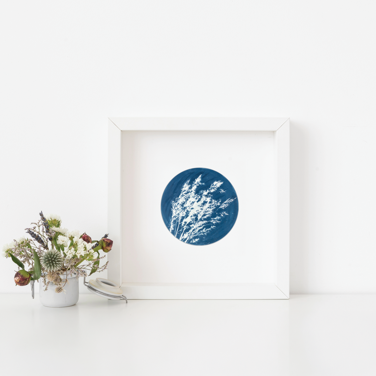 peaceful botanical blue art for hospital medical centre
