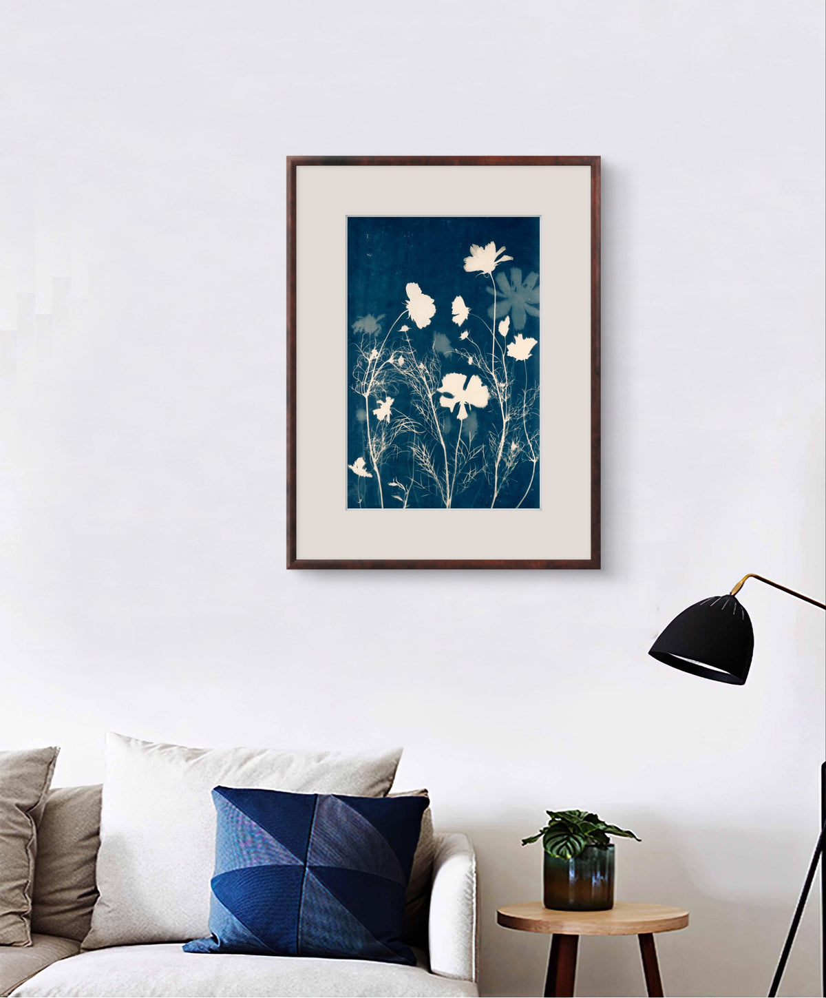 cosmos flower blue art as a gift for someone who loves flowers or gardening