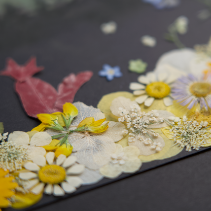 pressed flower art pastel painting 