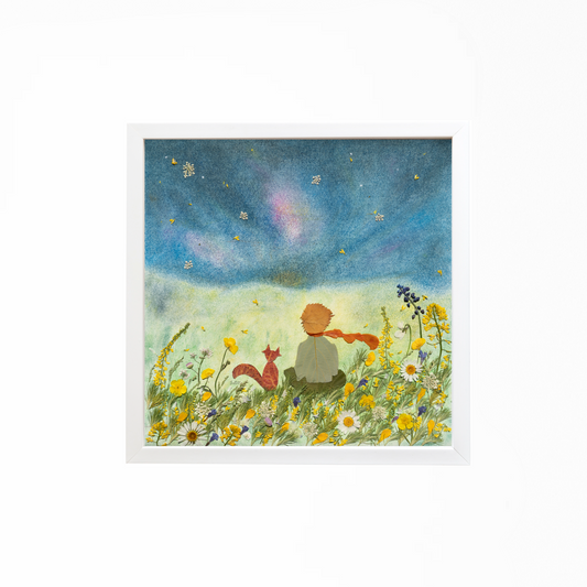 The Little Prince And His Fox pressed flower art