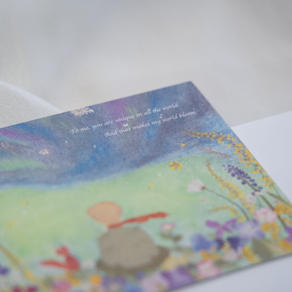 the little prince and his fox greeting cards pressed flower art for valentine's day aniversary
