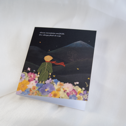 the little prince and his rose whimsical greeting cards for anniversary