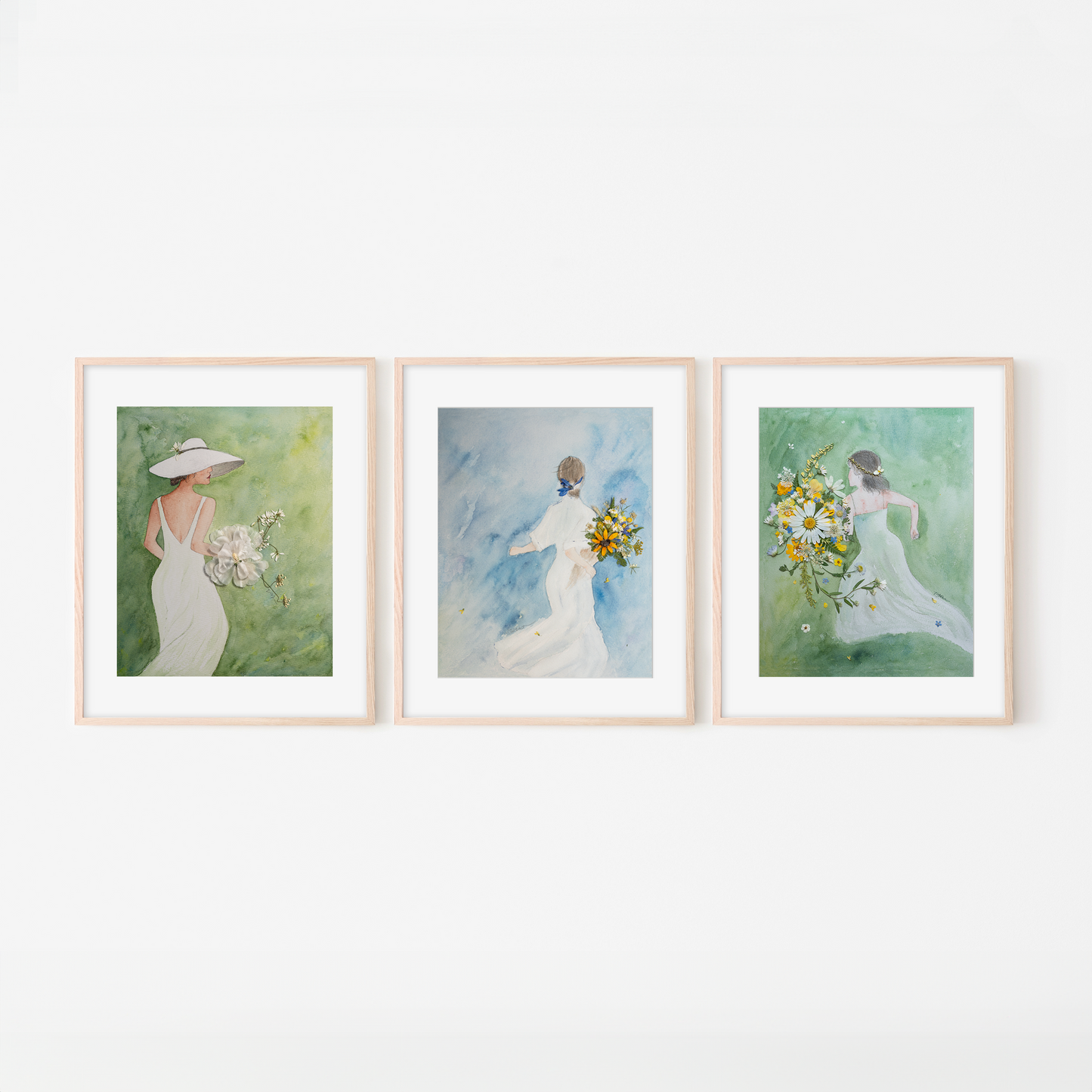 watercolor pressed flower art for girls bedroom