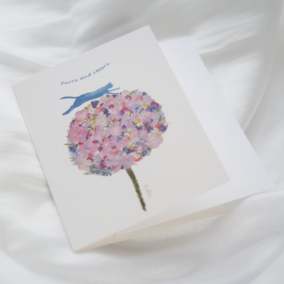 whimsical animal greeting cards for cat flower lovers